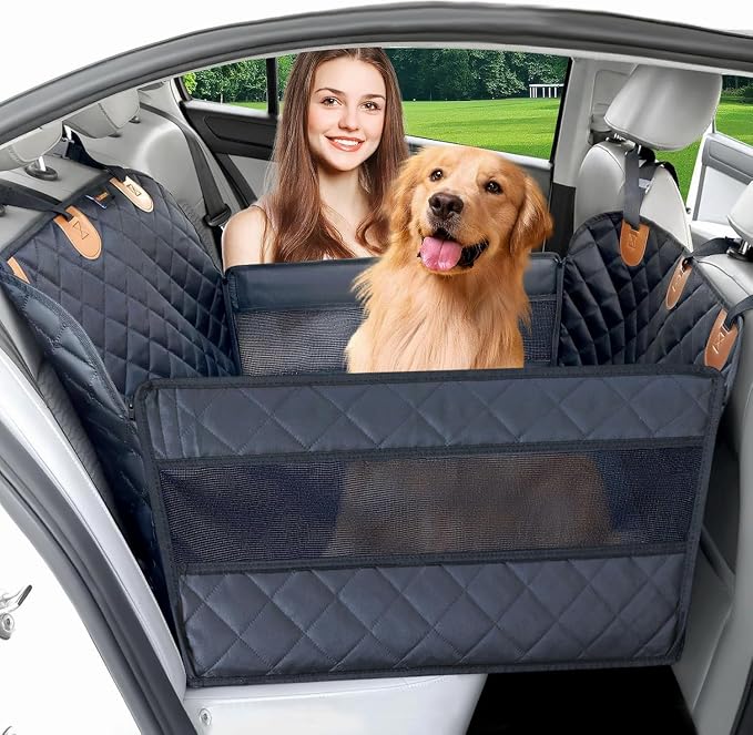Dog car seat Cover for Back seat Hard Bottom Half Dog car seat Cover Passenger Friendly Back seat Extender for Dogs by PawJamboree