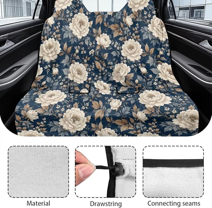 Vintage Flower Print Car Back Seat Cover, Universal Fit Rear Seat with Rear Split Bench, Seat Protector for Dogs Kids, Auto Interior Accessories for SUV Sedan Van - Image 6
