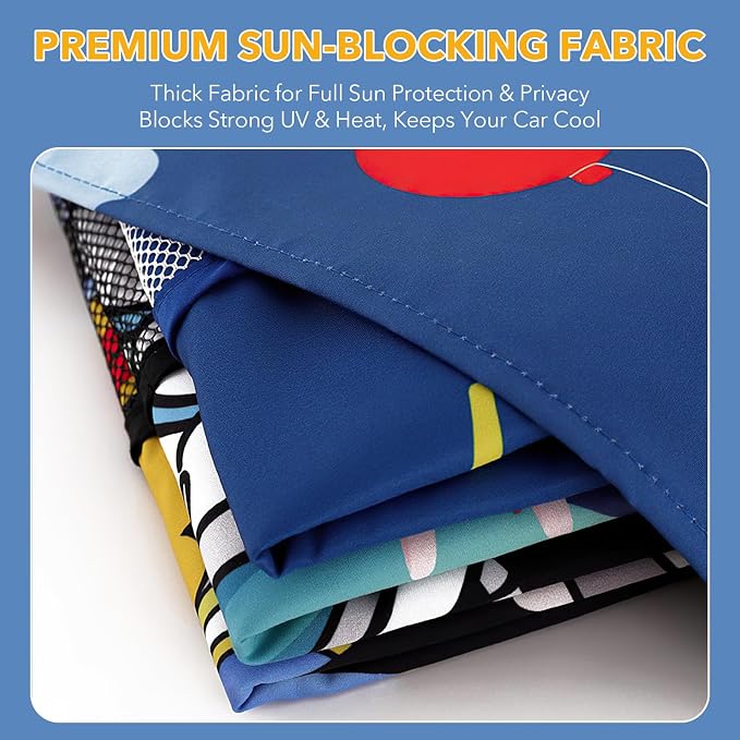 LEIWOOR 2-Pack Magnetic 2 Layers UV Protection Car Window Shades for Baby | Privacy full/half shade baby car window shades with curtain header breathable heat block back curtain for truck van sedan SUV - Image 9
