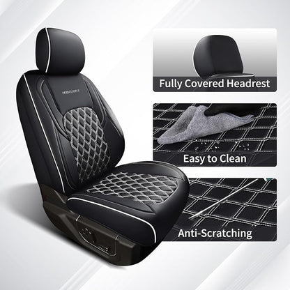 Huidasource Fit for Truck Seat Covers Chevy Silverado/GMC Sierra, Chevrolet Seat Covers, 1500 2007-2013&2019-2026, 2500HD 3500HD 2020-2026 Crew Double Extended Cab, Thickened Nappa Leather Black&White - Image 8