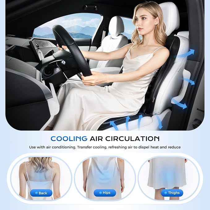Coverado Cooling Car Seat Cushion, Ventilated Seat Cover with 2 Turbo Fans, Cooling Car Seat Covers Cooled Seat Pad Universal Fit for Most Car SUV Truck, Black - Image 5