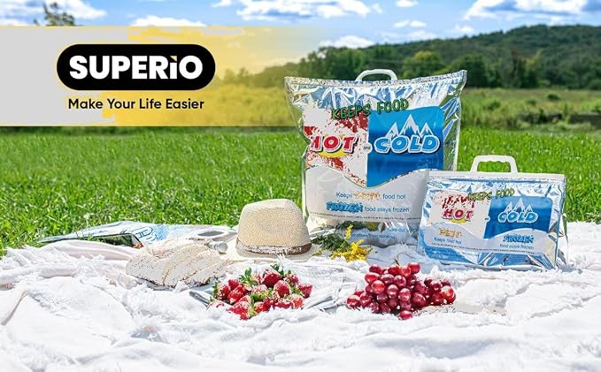 Superio Hot and Cold Insulated Bags for Food Delivery, Grocery Shopping Bags, Food Storage for Hot and Frozen Food for Travel, Disposable Cooler Bag, Reinforced Thermal Lunch Bag (5, 16"x19.25") - Image 5