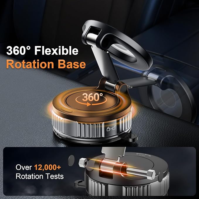 Magnetic Phone Holder for Car, 360° Adjustable Vacuum Car Phone Holder | 80+LBS Suction Phone Mount, for Car Dash/Windshield/Screen, Phone Holders for Your Car, for iPhone 17/16/15/14/13 - Image 5