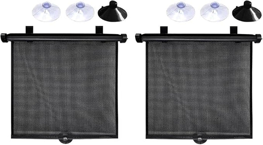 2PCS Car Windshield Sunshade for Baby, 18"×15" Retractable Car Window Sun Shade Protection Cover with Suction Cups, Auto Side Window Shades for Blocking Heat & UV Rays Glare (Black) by Unknown