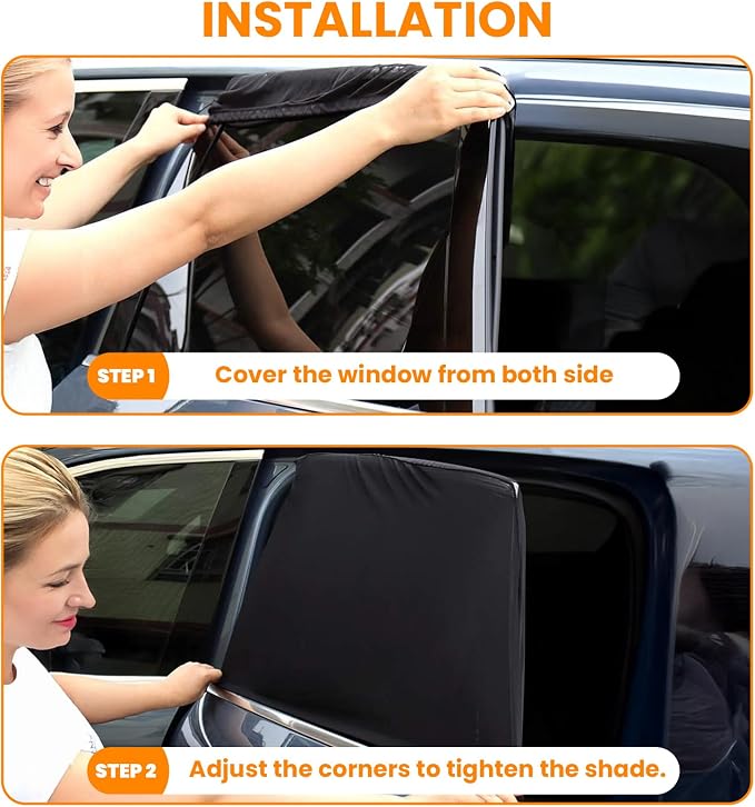 Car Window Shades(2 Pack)-Side Window Sun Shades, UV Protection Breathable Spandex Baby Window Covers, Universal Fit Most of Cars, Protect Privacy for Family-(27.2"x39.8"), Ocean Blue - Image 6