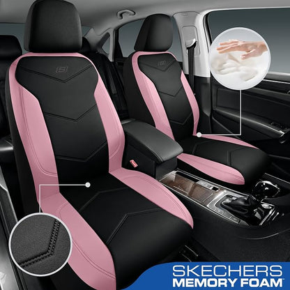 Skechers Memory Foam Seat Covers,Leather Car Seat Covers, Ultimate Comfort & Support Front Seat Covers Airbag Compatible, Automotive Universal Fit Most for SUVs, Vans, Sedans, Cars, Trucks,Pink - Image 2