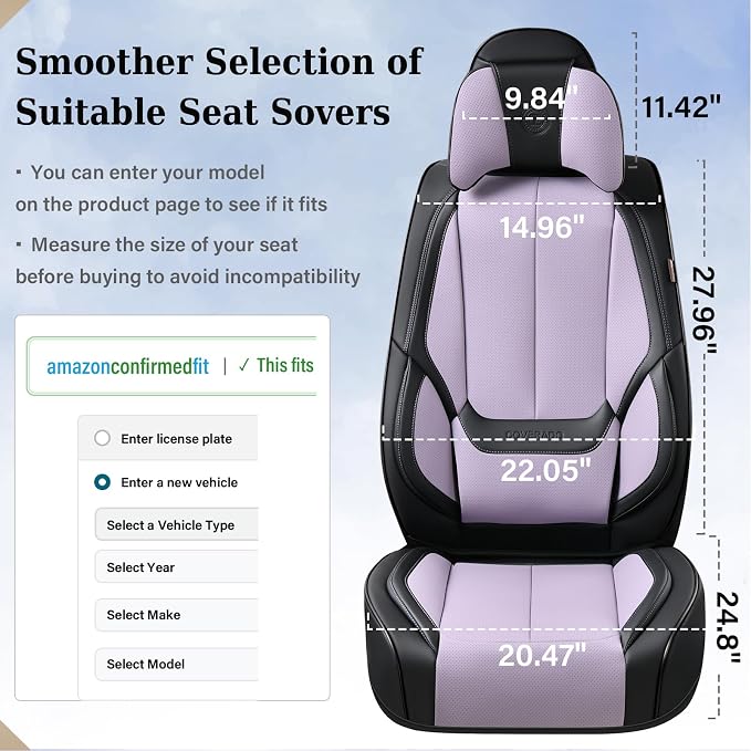Coverado Car Seat Covers, Seat Covers for Cars, Waterproof Leather Auto Seat Protectors, Leather Car Seat Cushion, Car Interiors Accessories Universal Fit for Most Cars - Image 5