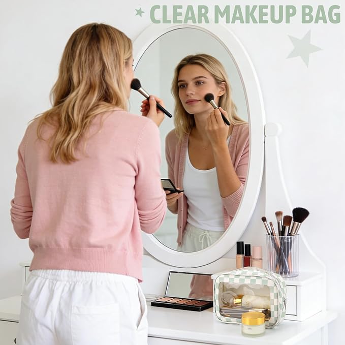 YOPCDJ 3PCS Clear Toiletry Bag,TSA Approved Travel Makeup Pouch with Zipper for Cosmetics and Toiletries，Diaper Bag Organizer Pouch Set,Women's Purse Organizer and Clear Car Bag - Image 2