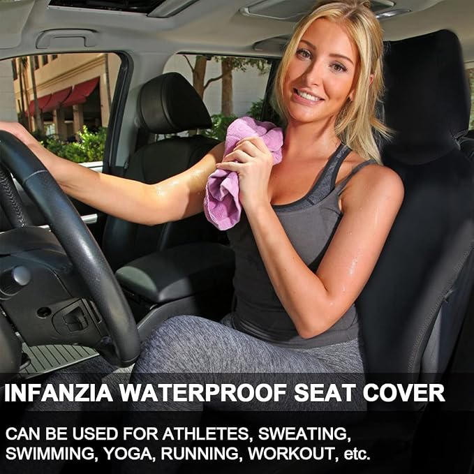 INFANZIA Waterproof Car Seat Cover Towel, Non-Slip Neoprene, Black,1PCS | Carseat Protector Machine-Washable & Removable Universal fit SUV,Trunks, Absorbs sweat, for Gym/Yoga/Workout - Image 8