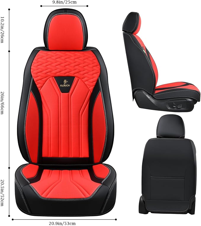 Leather Seat Covers, Seat Covers Full Set, Car Seat Protectors 5 Seats,Automotive Seat Covers Fit for Most Cars Trucks-Black&Red - Image 3