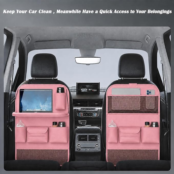 Car Seat Organizers,Multi-functional Back Seat Protectors, Storage Pouches, and Tray Holders (for Cars, Kids, Seat Back and Rear Seats)（Pink 1 Pcs） - Image 3