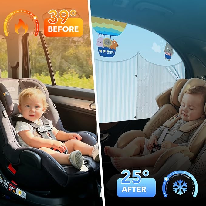 LEIWOOR 2-Pack Magnetic 2 Layers UV Protection Car Window Shades for Baby | Privacy full/half shade baby car window shades with curtain header breathable heat block back curtain for truck van sedan SUV - Image 5