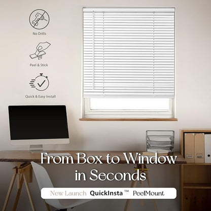 REGAL estate Damage-Free Peel and Stick Door Mini Blinds, White, 25 x 48 in | Damage-free removal, Ideal for renters and smooth doors, PeelMount adhesive design, Light filtering, Cordless 1 in slats - Image 2