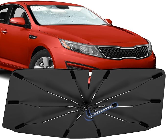Windshield Sun Shade Umbrella for Kia Optima 13-15 Front Window Cover | Portable Sunshade, Compact Auto Sun Shield Visor for UV Protection, Keep Car Cool Accessories by Bocvam