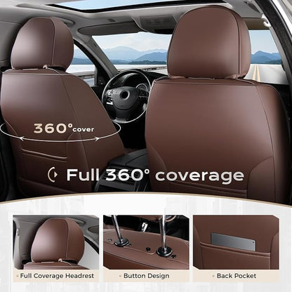 Coverado Car Seat Covers with Lumbar Support, Front Covers for Cars, Universal Automotive Seat Cover, Waterproof, Leather Car Seat Cushion, Interior Seat Protectors for Most Cars - Image 4