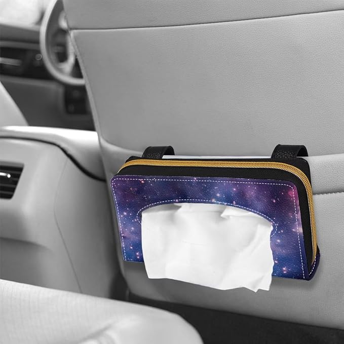 Biyejit 2 Pack Car Tissue Holder, Galaxy Stars Premium Sun Visor Napkin Case, Hanging Car Accessories Used to Organize Paper Towels and Storage Small Items - Image 4