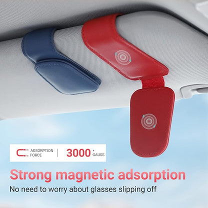 Sunglass Holder for Car Sun Visor Sunglasses Clip Car accessories -Red | sun visor organizer, ticket card clip, eyeglass sunglasses holder, one-handed magnetic, anti-scratch, car stuff for women men - Image 5