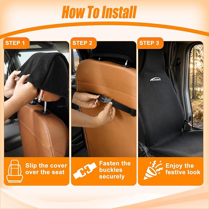 Seat Covers for Trucks, Waterproof Towel Seat Protectors, 1 Pack | 67x30 in Large Size, Sweat-Absorbent Microfiber, Anti-Slip, Quick Drape-On, Front Seat Coverage for Work, Gym, Beach, Pet - Image 9
