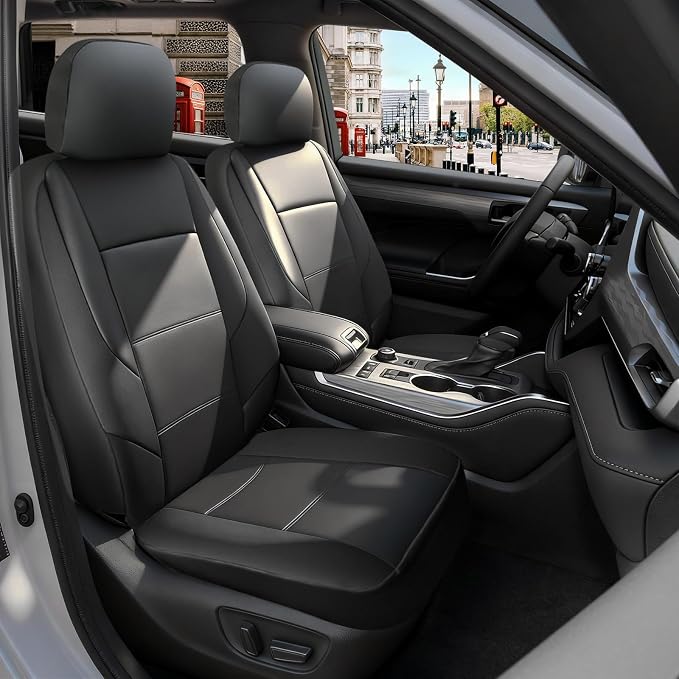 GIANT PANDA 2PCS Front Seat Covers for Subaru Outback Forester Crosstrek Legacy Impreza, Faux Leather Bucket Seat Cover Fit Subaru Seat Protectors-Black by GIANTPANDA