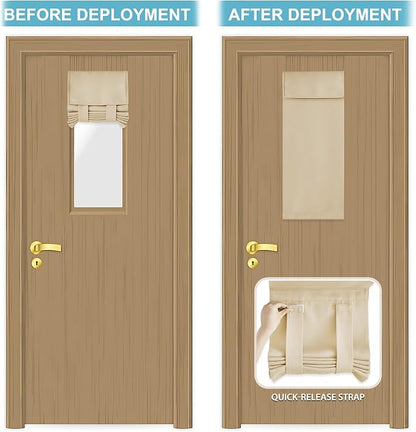 RYB HOME Classroom Door Window Cover Lockdown Shades Blackout, No Drill | Privacy Sidelight Glass Door School Office Blinds, Room Darkening Blocks Views, Portable Curtains, W12 x L30, Beige, 1 Panel - Image 5