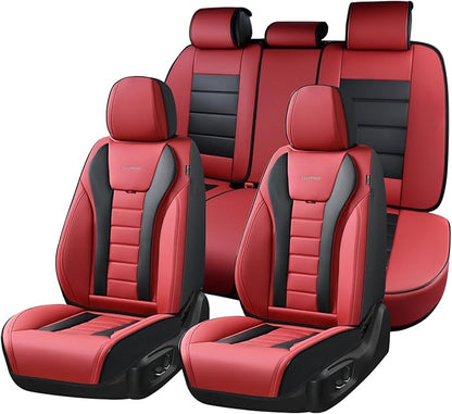 Coverado Car Seat Covers Full Set, Seat Covers for Cars, Front Seat Covers and Back Seat Cover Waterproof Leather Automotive Seat Cover, Universal Car Interior Protectors Cushion for Most Cars by COVERADOAUTO
