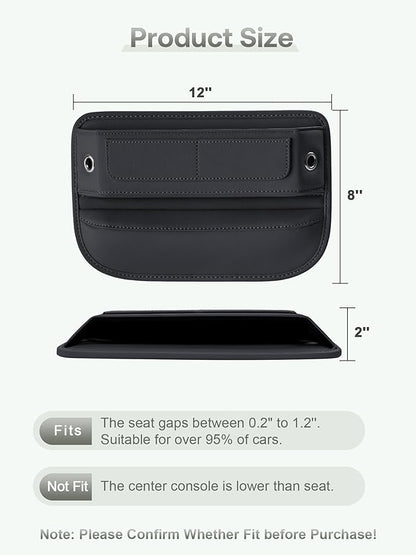 Universal Fit Premium Leather Car Seat Gap Filler Organizer, Center Console Organizer with Card Slots, Clever Gifts for Car SUV Truck Owners (Black, 1 Pack) - Image 6