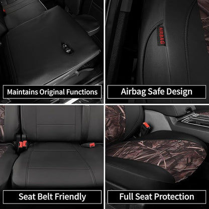 EKR F150 Seat Covers Custom Fit for (SuperCab/Extended Cab) 2015 2016 2017 2018 2019 2020 Ford F-150 Raptor,(2 Door,2nd Row/NO Armrest) Full Set-Faux Leather(Black/Reed Camo) - Image 7