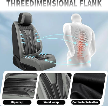 Fit Maxima Car Seat Covers Premium Leather for Nissan Maxima 2011-2025 2026. Waterproof， Breathable, Scratch-Resistant & All-Weather Seat Cushion Protector（Full Set,Gray&Black - Image 7