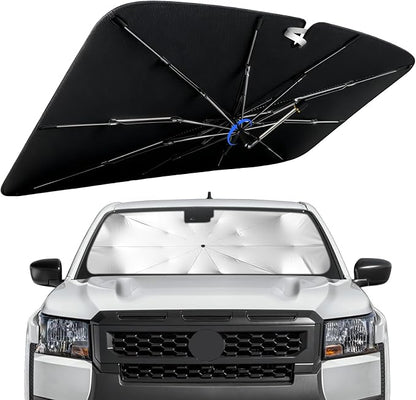 Windshield Sun Shade for Nissan Frontier 2022-2026 with 360° Rotating Shaft | Custom Fit Umbrella Sunshade for UV Blocking, Interior Heat Protection, Easy Storage, UPF 50+ Cool Windshield Cover by Lonyaqui