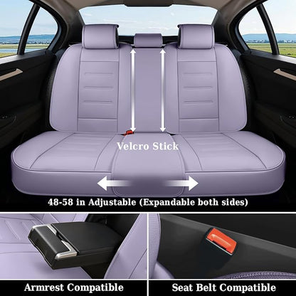 Coverado Car Seat Covers Full Set, Seat Covers for Cars, Car Seat Protector Waterproof, Leather Cushion, Universal Car Interior Covers Seat Protectors for Most Cars Purple - Image 4