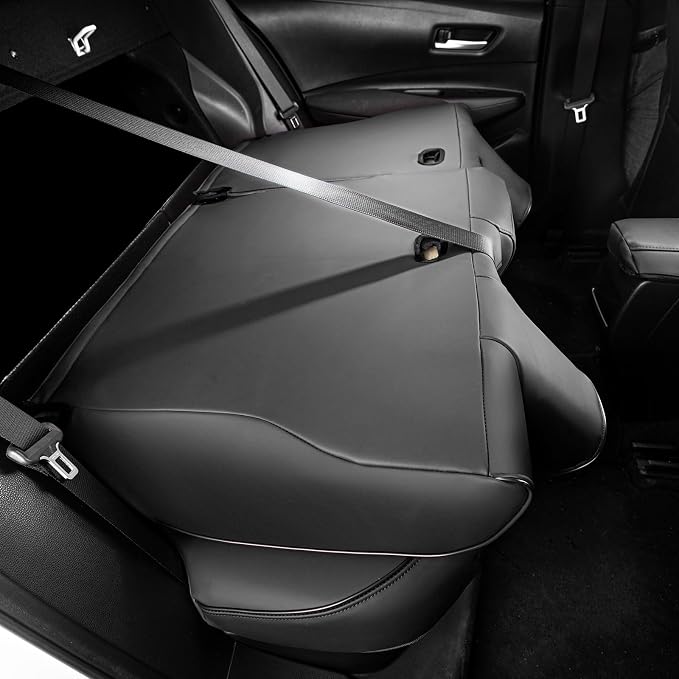HKZ Corolla Seat Covers Custom Fit for Toyota Corolla 2020 2021 2022 Hybird LE & 2023 2024 2025 2026 Hybrid XLE Leather Car Seat Cover, 5 Seats Full Set (Black with Red Trim) - Image 4