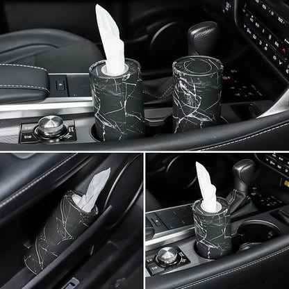 SINGARO Tissue Holder, 4 Pack Car Cup Holder Facial Tissues with Travel Tissue Bag, Quick and Convenient Flower Combination Car Tissue Box(4 Canisters/200 Tissues) Black - Image 5