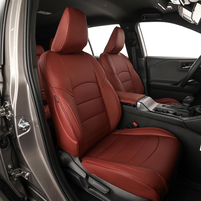 EKR Rav4 Seat Covers Custom Fit for Toyota Rav4 (Hybrid) SE/XSE 2026,Car Seat Cover Full Set for SUV,Factory-Style Interior Upgrade, Easy-Wipe Protection,Faux Leather(Burgundy) by EKR