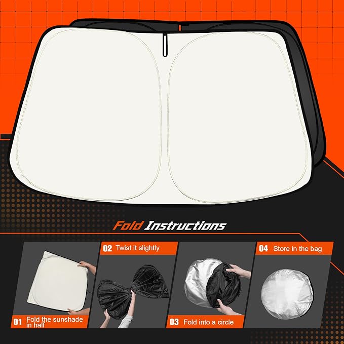 Custom Fit Windshield Sun Shade for Le-xus GX 550 2024-2025 - Full Coverage, 210T Reflective Fabric, Double-Layer Design - Blocks 99% UV Rays, Keeps Car Cool, Easy to Install and Store - Image 6