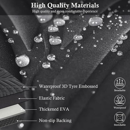 CAR PASS Neoprene Waterproof Seat Covers Two Front, Wetsuit Car Seat Covers 2pcs Universal Fit for Vans, Truck, SUV, 3D Tyre Embossed Seat Covers Anti Slip with Armrests, Aibag Compatible(Black Gray) - Image 4