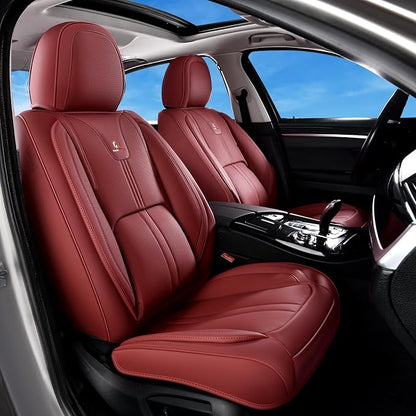 Huidasource Red Front Seat Cover Luxury Nappa Leather, Front Car Seat Cover with Airbag, Front Storage Pocket, Lumbar Support, Cooling＆Heating, Seat Covers Universal Fit for Most Cars SUV Trucks, Red by Huidasource