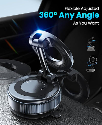 Jononser Magnetic Car Phone Holder for MagSafe, Nano-Gel Suction Cup Car Phone Mount for Car Dashboard & Windshield, Pocket-Size Foldable 360° Adjustable Car Mount for iPhone 17 16 15 14 13 12 Series - Image 6