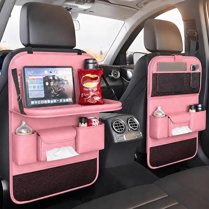Car Seat Organizers,Multi-functional Back Seat Protectors, Storage Pouches, and Tray Holders (for Cars, Kids, Seat Back and Rear Seats)（Pink 1 Pcs） - Image 9