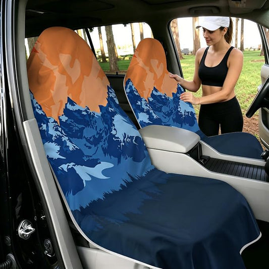 2 Pack Car Towels Seat Cover with Storage Bag, Multifunctional Microfiber Towel for Gym Outdoor Sport Running,Picnic, Beach, Pet Dog Travel,Fits Car SUV Truck (Glacier Dusk) - Image 2