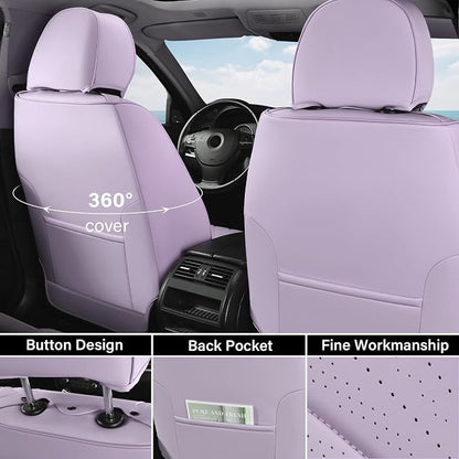 Coverado Seat Covers Front Seats, Purple Car Seat Cover with Lumbar Support, Waterproof Car Seat Cushion, Front Car Seat Covers Leatherette Car Seat Protector Universal Fit Most Cars - Image 2