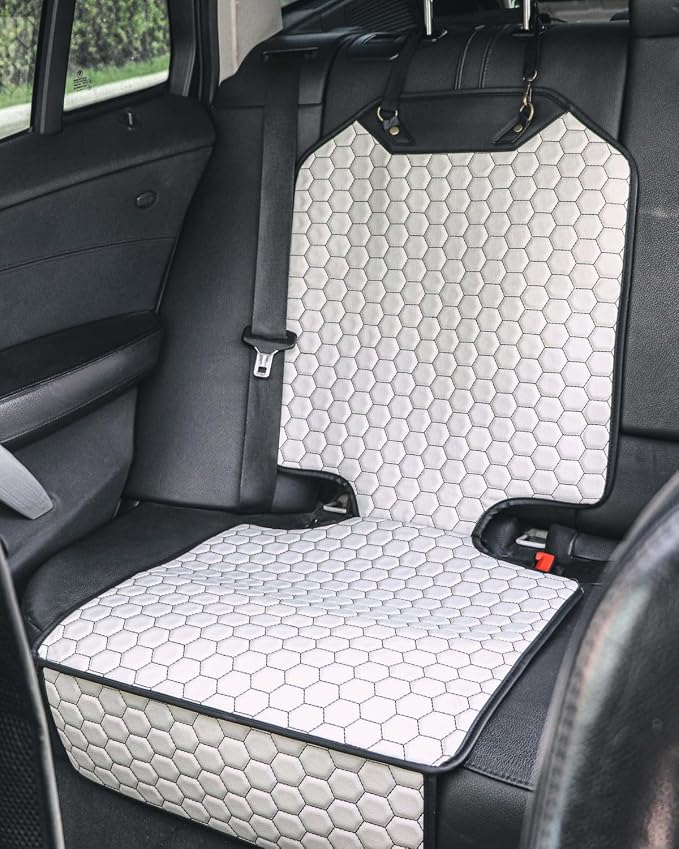 Set Seat Back Organizer & Car Seat Protector Hexy Waterproof & Non-Slip Protector for Child Car Cushion for Leather and Fabric Seats (White Set 2) - Image 9