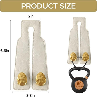 2PCS Leather Car Seat Hooks for Headrest, Vehicle Hanger Storage Organizer Universal for Handbag Purse, Car Accessories Gift (White-Gold) - Image 2