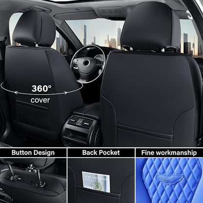 Coverado Automotive Seat Covers Front Seats, Seat Covers 2 Pack, Blue Car Seat Cover, Waterproof Auto Seat Covers, Car Seat Cushion, Front Car Seat Covers Leather Car Seat Protector Fit for Most Cars - Image 3