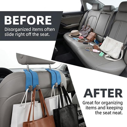 Car Seat Headrest Storage Hooks - 2 Pack Dual Hangers Design Organization Accessories, Car Interior Gadgets to Add Extra Holder and Hook for Purses,Bags,Coat and Handbag - Image 5