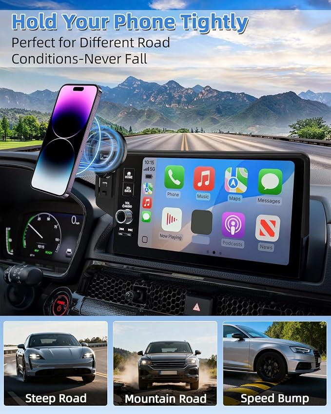 PZK Phone Holder for Toyota Avalon/Hybrid 2019-2022 Accessories 9'' Screen | Magsafe Magnetic Screen Car Phone Mount Fixed Clip Hands-Free 360° Rotation Not Affect Air Vent Phone Cradles Anti-Shake - Image 9