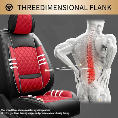 for Subaru Forester 2009-2026 Car Seat Covers, Front Pair, Red | Luxury Full Coverage Leather Seat Protectors, Waterproof Breathable, Non-Slip, Easy to Install, Airbag Compatible, All-Season - Image 7