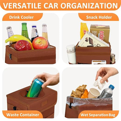 Vankor Car Trash Can, Brown, 2.2 Gallons Capacity, Waterproof, Polyester Material, Adjustable Strap, Hanging Design, Leakproof Lining, 100% PEVA Thickness | 2.2 Gallon Cute Hanging Car Trash Bin for Men Car Truck Vehicle Sedan SUV Interior Automotive G... - Image 6