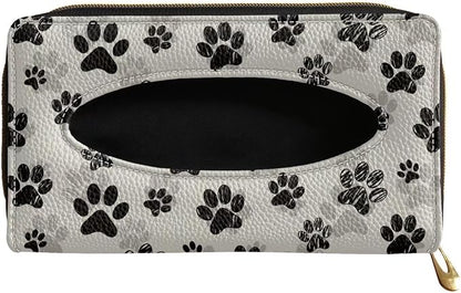 Biyejit 2 Pack Car Tissue Holder, Dog Paw Print Car Visor Tissue Holder for Car PU Leather Tissue Box Holder for Car Sun Visor & Seat Back by Biyejit