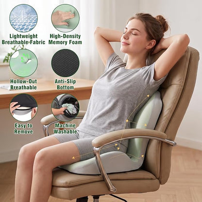 Car Seat Cushion Office Chair Cushion with Lumbar Support Pillow | Ergonomic Seat Cushion for Relieve Sciatica & Tailbone Pain, Ideal for Car Driving Truck Office Chairs Wheelchairs Home Use - Image 6