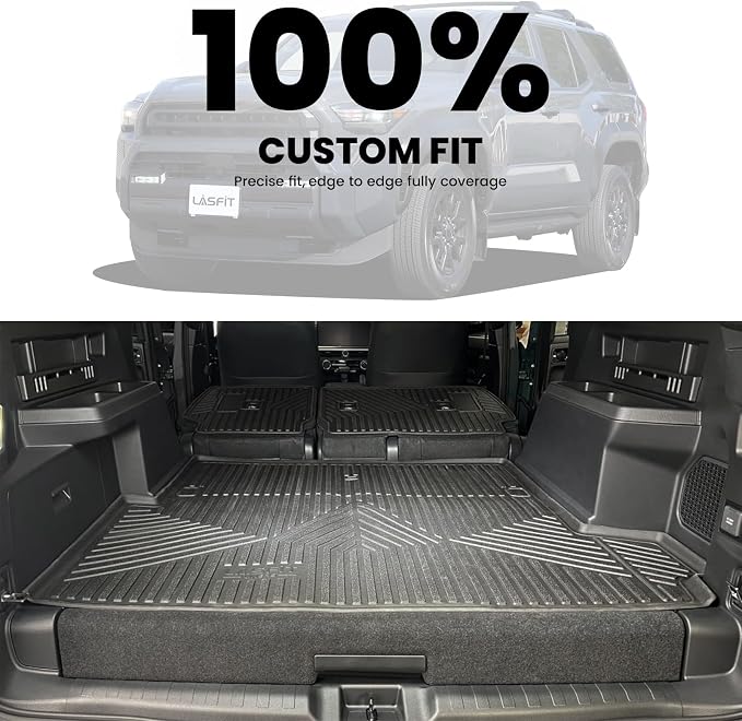 LASFIT Cargo Mat for Toyota 4Runner 2025 2026 (Only Fit Hybrid & 5-Seats) | All Weather Custom Fit Anti-Slip Pet Friendly Easy Clean TPE Trunk & Backrest Mats for 6th Gen 4Runner, Black - Image 4